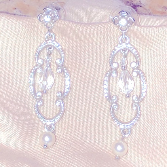 3 BRIGHTON BELLISSIMA pieces 2 pearl Swarovski necklaces & earrings HARD 2 FIND - Picture 15 of 16